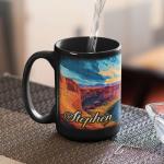 Customized Sunset Landscape Ceramic Mug 11oz 15oz, Custom Nature Inspired Coffee Cup, Arizona Souvenir Mug, Unique Personalized Name Full Wrap Cup, Black Mug For Travelers, 1PCS