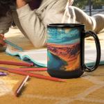 Customized Sunset Landscape Ceramic Mug 11oz 15oz, Custom Nature Inspired Coffee Cup, Arizona Souvenir Mug, Unique Personalized Name Full Wrap Cup, Black Mug For Travelers, 1PCS
