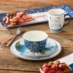 Wake at the Lake 14-Ounce JUMBO Mugs, Set of 4, Lakeside-Inspired Designs with Oars & Water Scenes, Durable Ceramic, Dishwasher & Microwave Safe, Cozy Coffee & Tea Cups for Everyday Use