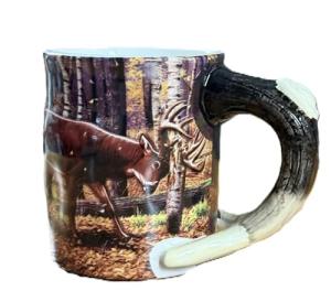 Rivers Edge Products 3D Ceramic Coffee Mug - 15 Oz Ceramic Cup with Handle - Novelty Drinkware for Coffee, Espresso, Latte, Tea - Gift-Ready, Decorative Drinking Glass - Deer