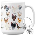 Vivulla68 Breeds of Chicken Coffee Mug 15Oz With Keychain, Chicken Gifts For Chicken Lovers, Chicken Mom Stuffs, Chicken Coffee Cup For Women, Chicken Themed Gifts, Chicken Lady Gifts