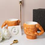 Creative Ceramic Pectorales Mugs Home Breakfast Milk Coffee Mug Water Cups Boys Gym Trainer UP YOU  Funny Gift Mugs Holiday Gift