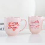 Greefun Blush Pink 13oz Coffee Mug- I Am So Lucky Ceramic Affirmation Mug, Inspirational Ceramic Coffee Tea Cup with Handle, Women Girl Lover Gifts