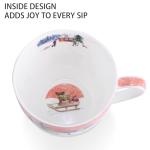 MFoffice Christmas Sled Dog Mug - 20 oz Bone China Coffee Tea Hug Mug with Pink Winter Sky & Snow Trees, Holiday and Christmas Gift for Friends & Family - Designed in England by Harvest Green Studio