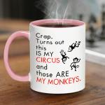 These Are My Monkeys Funny Mom Mug - Unique 11oz White Ceramic Coffee Tea Cup - Thoughtful Mothers Day Gift Idea for Mom(Pink)