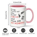 These Are My Monkeys Funny Mom Mug - Unique 11oz White Ceramic Coffee Tea Cup - Thoughtful Mothers Day Gift Idea for Mom(Pink)