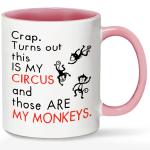 These Are My Monkeys Funny Mom Mug - Unique 11oz White Ceramic Coffee Tea Cup - Thoughtful Mothers Day Gift Idea for Mom(Pink)