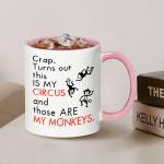 These Are My Monkeys Funny Mom Mug - Unique 11oz White Ceramic Coffee Tea Cup - Thoughtful Mothers Day Gift Idea for Mom(Pink)