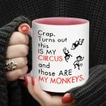 These Are My Monkeys Funny Mom Mug - Unique 11oz White Ceramic Coffee Tea Cup - Thoughtful Mothers Day Gift Idea for Mom(Pink)