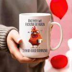 Lscsdf Funny Mug – and Here We F*cking Go Again… I Mean Good Morning Coffee Cup Funny Novelty Angry Chicken Mug 11oz Sarcastic Grumpy Chicken Coffee Cup Gifts for Coworkers Boss Friends Family(Black)