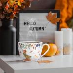 MFoffice Autumn Forest Animal Mug - 20 oz Bone China Coffee Mug with Fox, Squirrel & Duck, Cozy Fall Gift for Nature Lovers and Friends, Designed in England by Harvest Green Studio