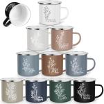 Gandeer 10 Pcs Inspirational Gifts Enamel Mugs with Handle Motivational Coffee Mug 12 oz Inspirational Cups Employee Appreciation Gifts for Assistant Nurse Staff Coworkers Teacher