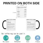 Chaos Coordinator Mug - Office Gift for Boss, Coworkers, Women, Friends - Funny Coffee Mug for Christmas, White Elephant - 11 Ounce Black Handle