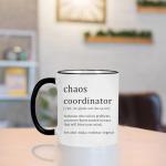 Chaos Coordinator Mug - Office Gift for Boss, Coworkers, Women, Friends - Funny Coffee Mug for Christmas, White Elephant - 11 Ounce Black Handle