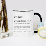 Chaos Coordinator Mug - Office Gift for Boss, Coworkers, Women, Friends - Funny Coffee Mug for Christmas, White Elephant - 11 Ounce Black Handle