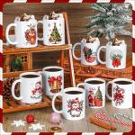Pcs Christmas Coffee Mugs 12 oz Vintage Snowman Gingerbread Reindeer Funny Ceramic Mugs for Hot Cocoa and Latte Ceramic Winter H