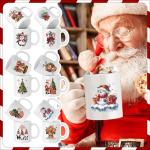 Pcs Christmas Coffee Mugs 12 oz Vintage Snowman Gingerbread Reindeer Funny Ceramic Mugs for Hot Cocoa and Latte Ceramic Winter H
