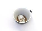 Creature Cups SKULL Ceramic Cup (11 Ounce, Black Exterior) - Hidden 3D Creature Inside Mug Emerges As You Drink - Spooky Halloween Creepy Coffee & Tea Cup