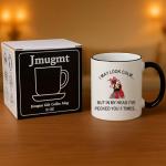 Jmugmt Funny Chicken Rooster Mug, Funny Gifts for Women Men, I May Look Calm But In My Head I've Pecked You 3 Times Mug, Birthday Christmas Gift for Chicken Lover, 11OZ Black Handle