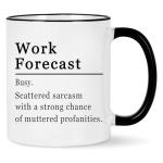 Jmugmt Coworker Gifts, Work Forecast Mug, Funny Birthday Christmas Gifts for Coworkers Boss Employer, 11OZ Black Handle