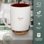 Christian Art Gifts Large Inspirational Ceramic Coffee & Tea Scripture Mug for Men & Women: I Will Carry You Encouraging Bible Verse, Lighthouse Themed Novelty Clay Base Cup, White & Brown, 15 oz.