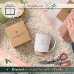 Christian Art Gifts Large Inspirational Ceramic Coffee & Tea Scripture Mug for Men & Women: I Will Carry You Encouraging Bible Verse, Lighthouse Themed Novelty Clay Base Cup, White & Brown, 15 oz.