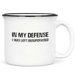 YHRJWN In My Defense I Was Left Unsupervised Mug, Funny Coffee Mug for Men, Coworker, Friend, Sarcastic Gifts for Dad, Husband, Brother, Boyfriend, Novelty Silly Mugs, 15 Oz White