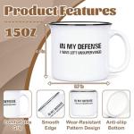 YHRJWN In My Defense I Was Left Unsupervised Mug, Funny Coffee Mug for Men, Coworker, Friend, Sarcastic Gifts for Dad, Husband, Brother, Boyfriend, Novelty Silly Mugs, 15 Oz White