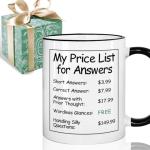Puouoonyi My Price List Funny Office Work Gift for Coworkers, Birthady Christmas Sarcastic Gag Gift for Friends Colleagues Boss Women Men him her