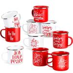 20 Pcs Christmas Enamel Mugs Bulk Cute 12 oz Galvanized Steel Festive Funny Novelty Coffee Cup Merry Christmas Mug Gift Set for