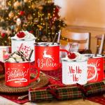 20 Pcs Christmas Enamel Mugs Bulk Cute 12 oz Galvanized Steel Festive Funny Novelty Coffee Cup Merry Christmas Mug Gift Set for