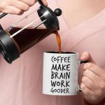Veracco Coffee Make Brain Work Gooder Mug Funny Coffee Lover Gift Humorous Idea Family Friends Birthday Presents Sarcastic Office Berserk Tea Cup Caffeine Addict Brain Booster Gooder Vibes
