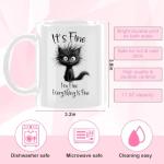 CFGBFDGH Cat Lover Gifts, I'm Fine Everything is Fine, Office Coffee Mug, Funny Ceramic Mug, Ceramic Cup, Funny Cat Gifts for Women Mom Animal Lover Christmas Birthday Gift 11oz White