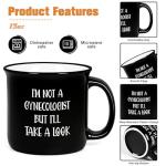 YHRJWN Funny Gifts for Men - 15Oz Funny Coffee Mugs, Humor White Elephant Gift, Christmas Birthday Novelty Cup for Men, Husband, Boyfriend, Black