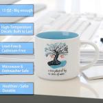 ONRRI Christian Ceramic Coffee Mug with Psalm 1:3 - "A tree planted by the rivers of water Inspirational Floral Design, Faith-Based Gift for Friends & Loved Ones - 15 oz