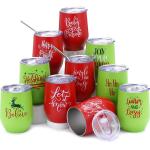 20 Pack Christmas Tumblers Gifts 12 Oz Xmas Funny Tumbler Christmas Stainless Steel Coffee Mugs Set Xmas Insulated Travel Cup wi