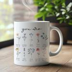 BEHIFL Christian Floral Mug, You Are Inspirational Bible Verse Coffee Cup Ceramic, Christian Gifts for Women Faith, Religious Scripture Ceramic Coffee Tea Mug 11 oz