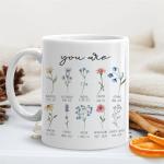 BEHIFL Christian Floral Mug, You Are Inspirational Bible Verse Coffee Cup Ceramic, Christian Gifts for Women Faith, Religious Scripture Ceramic Coffee Tea Mug 11 oz
