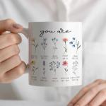 BEHIFL Christian Floral Mug, You Are Inspirational Bible Verse Coffee Cup Ceramic, Christian Gifts for Women Faith, Religious Scripture Ceramic Coffee Tea Mug 11 oz