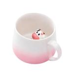 HS&ROXIN 12 oz Pink Cow Cute Mug 3D Animal Figurine Inside Mug Handmade Novelty Ceramic Coffee Cup Christmas Birthday Gift for Kids,Boys,Girls,Men,Women (Pink Cow)