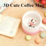 HS&ROXIN 12 oz Pink Cow Cute Mug 3D Animal Figurine Inside Mug Handmade Novelty Ceramic Coffee Cup Christmas Birthday Gift for Kids,Boys,Girls,Men,Women (Pink Cow)