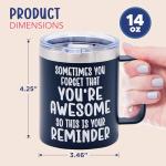 4E's Novelty Coffee Mug Sometimes You Forget You’re Awesome, 14 oz - Steel Navy Blue with Lid, Christmas Gift for Men Him Dad - Inspirational Birthday Coffee Mug Gifts for Dad, Guy, Boyfriend