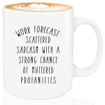 MQPPKJ Work Forecast Coffee Mug, Funny Coffee Mugs for Women Men Boss Coworkers Friends Birthday Christmas Thanksgiving Gag Gifts, Going Away Farewell Gifts 12oz