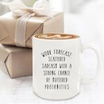 MQPPKJ Work Forecast Coffee Mug, Funny Coffee Mugs for Women Men Boss Coworkers Friends Birthday Christmas Thanksgiving Gag Gifts, Going Away Farewell Gifts 12oz