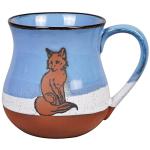 MPotTo Ceramic Fox Coffee Mug 16 oz Novelty Coffee Mug for Men and Women Holiday Housewarming Chirstmas Birthday Fox Lovers Gifts for Women Handmade Stoneware Tea Milk Morning Coffee Cup Blue