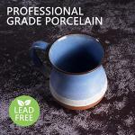 MPotTo Ceramic Fox Coffee Mug 16 oz Novelty Coffee Mug for Men and Women Holiday Housewarming Chirstmas Birthday Fox Lovers Gifts for Women Handmade Stoneware Tea Milk Morning Coffee Cup Blue