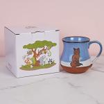 MPotTo Ceramic Fox Coffee Mug 16 oz Novelty Coffee Mug for Men and Women Holiday Housewarming Chirstmas Birthday Fox Lovers Gifts for Women Handmade Stoneware Tea Milk Morning Coffee Cup Blue