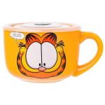 Silver Buffalo Garfield Never Trust a Smiling Cat Featuring Odie, Arlene, Nermal, and Pooky Ceramic Soup Mug with Vented Plastic Lid, 24 Ounces