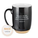 Christian Art Gifts Coffee Mug: Blessed Man - Jeremiah 17:7 Inspirational Scripture, 15oz, Black