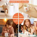 Mug Coffee Ceramic Cup Novel 3D Cat Pattern with Lid and Matching Spoon Cartoon Handmade Mug for Tea Milk Chocolate Juice Suitable for People Who Love Cats Small Animals (Cat side)